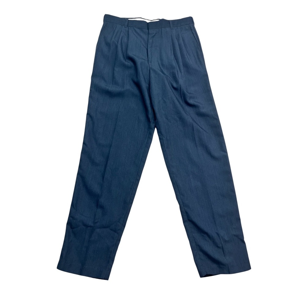 vtg 80s 90s USA Made 32x32 Blue Dress Suit Pants Trousers High Waisted‎ Pleated